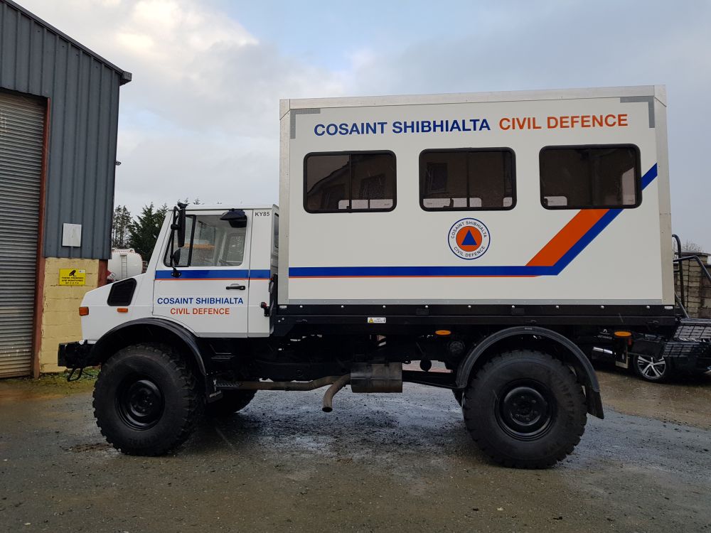Unimog rescuing people from flooded areas